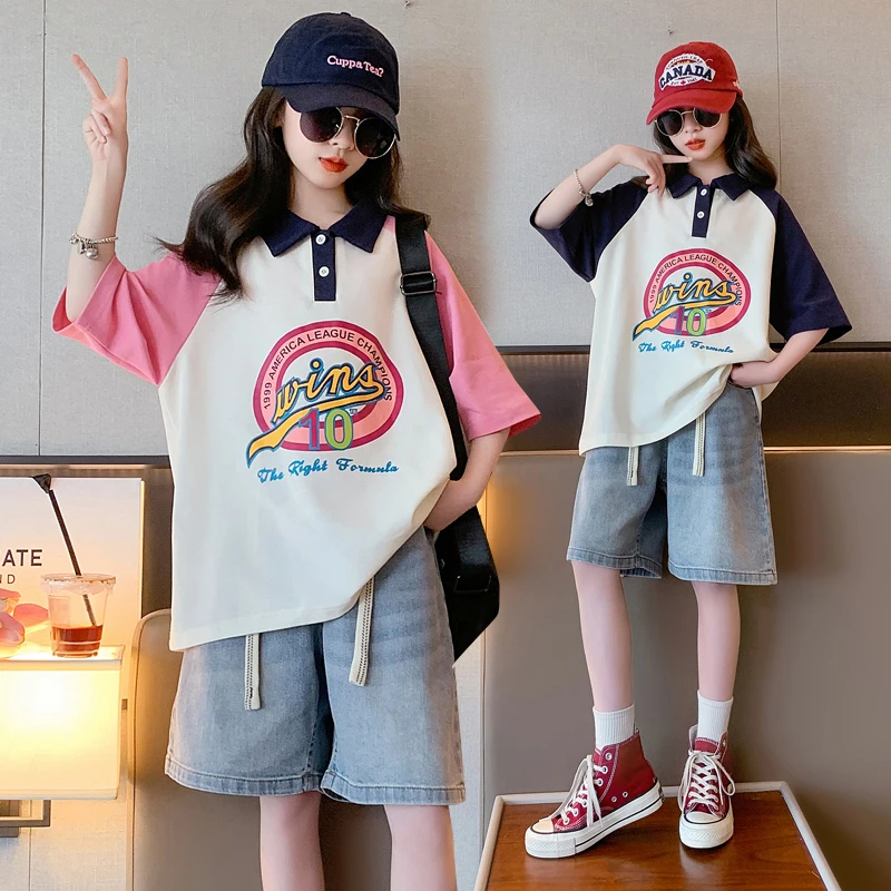 （两件套）女童套装2024夏装新款儿童韩版运动两件套大童夏季短袖潮