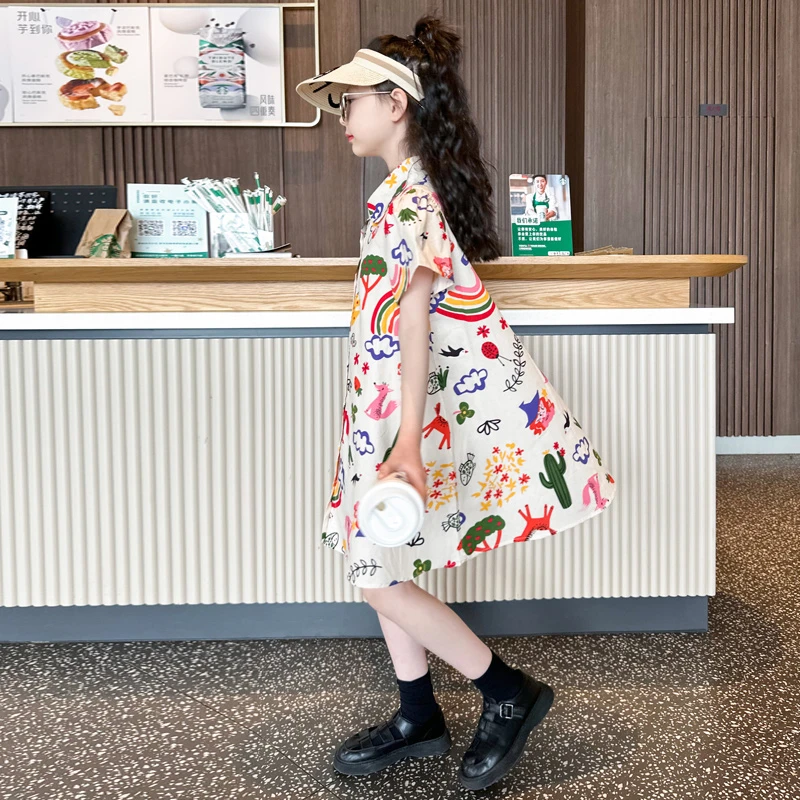 女童连衣裙夏季儿童裙子2025新款夏装洋气公主裙大童装女孩衬衫裙