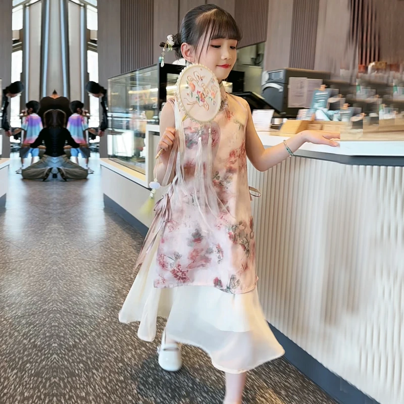 女童汉服连衣裙2024新款新中式国风儿童唐装夏季小女孩复古裙子潮
