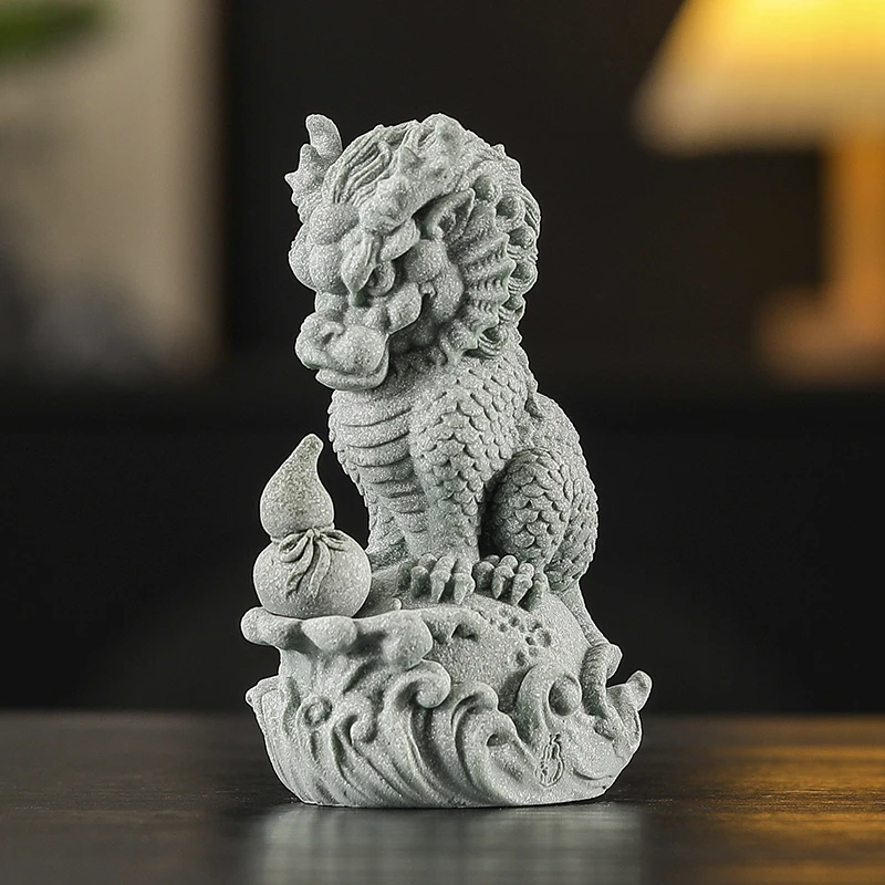 青砂石瑞兽水神兽招财家居桌面装饰品茶桌茶宠摆件鱼缸盆景造景观
