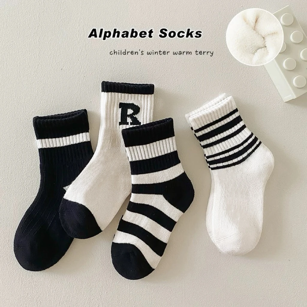 儿童袜子冬季毛圈中筒袜加厚毛巾袜男女童保暖袜