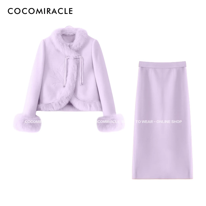 董小姐【半生韶华】狐狸毛冬季新款新中式保暖羽绒套装Q38TZ8176