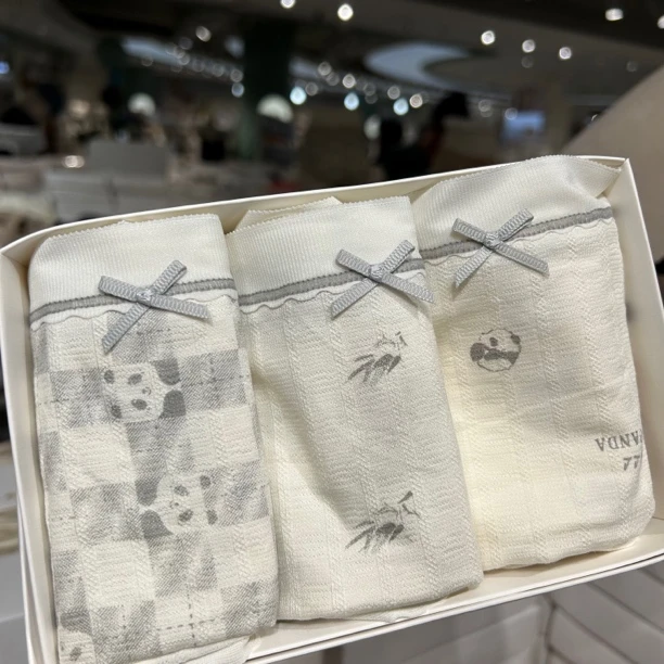 80-125斤 中腰时尚舒适棉质女士三角内裤短裤3条装 墨韵清风