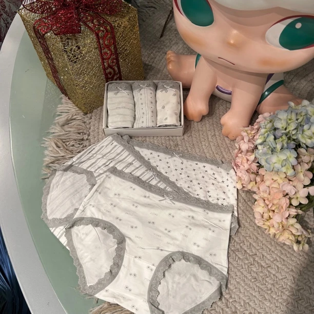 90-125斤 中腰可爱波普卡通时尚三角女士内裤3条装 几何