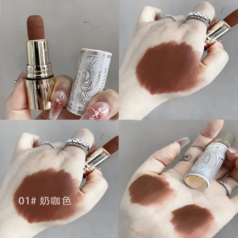 奶咖色欧美丝绒哑光不沾杯口红唇膏持久不易掉色雾面口红学生显白