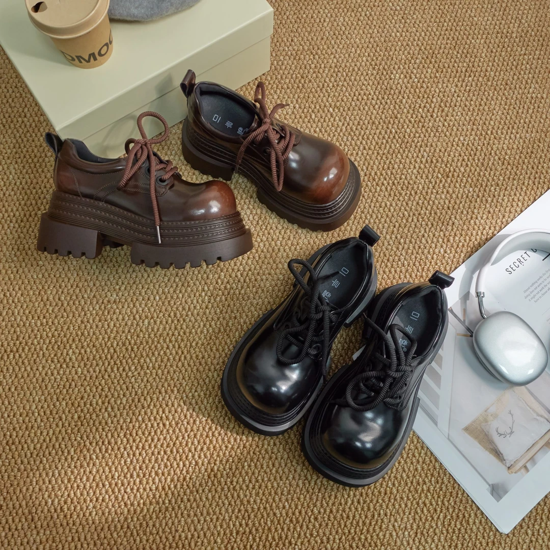 唐小丫【【八厘米隐形】】---新款厚底鞋潮走秀厚底乐福鞋女百搭运动