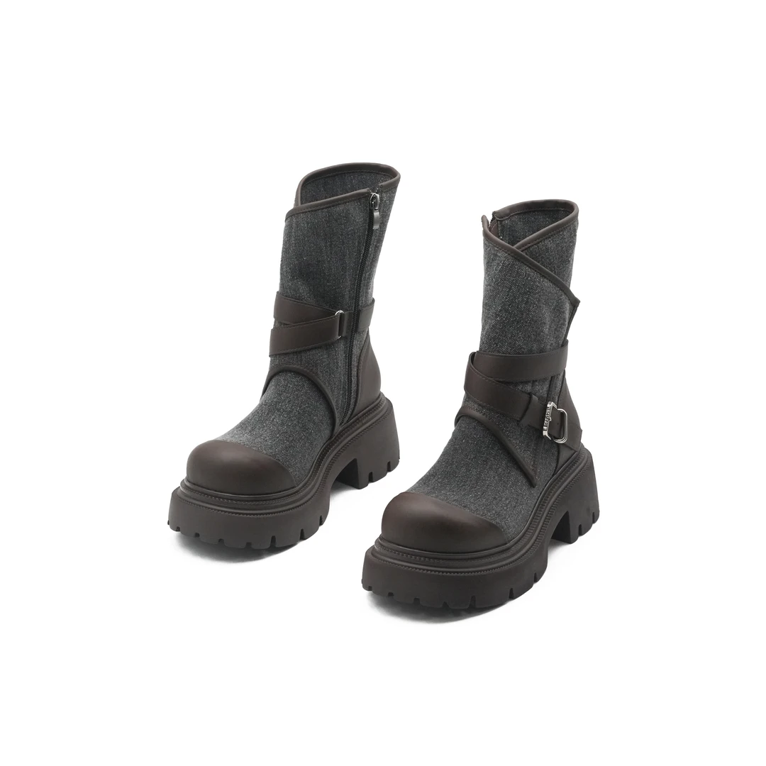 小小苏【两穿靴】2024夏季新款短靴厚底英伦风ins靴子透气休闲百搭