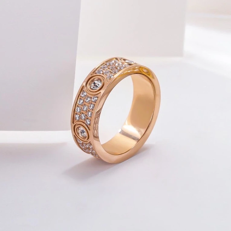 钛钢戒指 卡家满天星戒指男女款经典镶钻气质轻奢指环商务不掉色