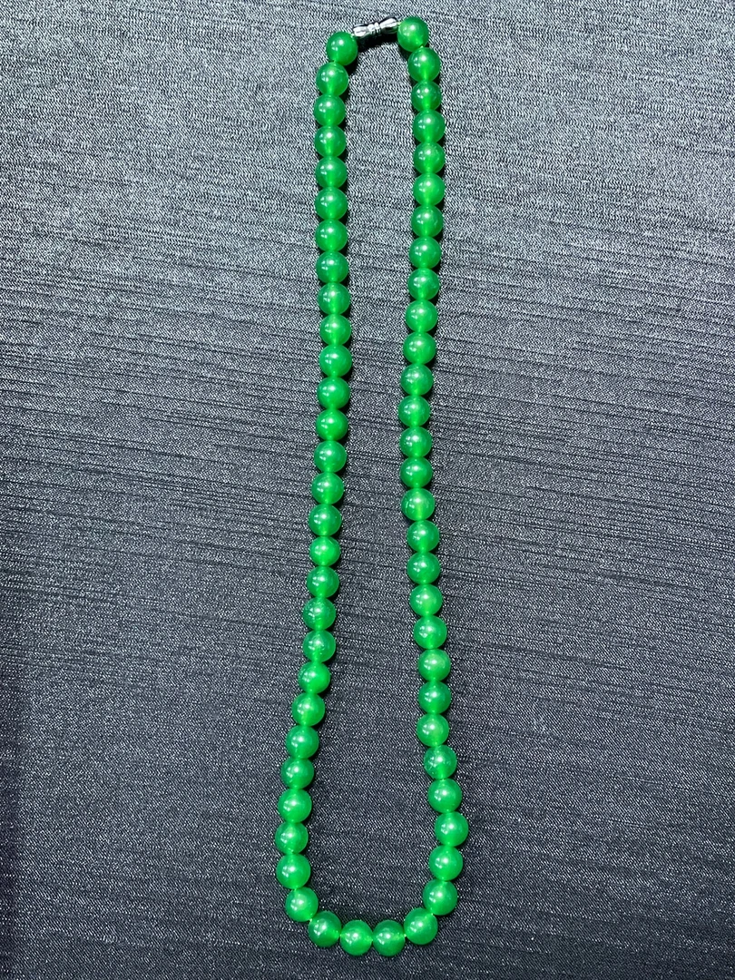 A64 缅甸老坑金宝绿老料满绿8m妈妈链珠串