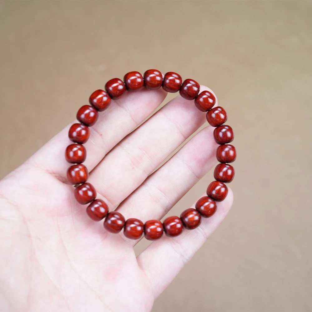 【原生态】印度小叶紫檀鸡血红8.5*9mm*24颗文玩手串纯手工老型珠