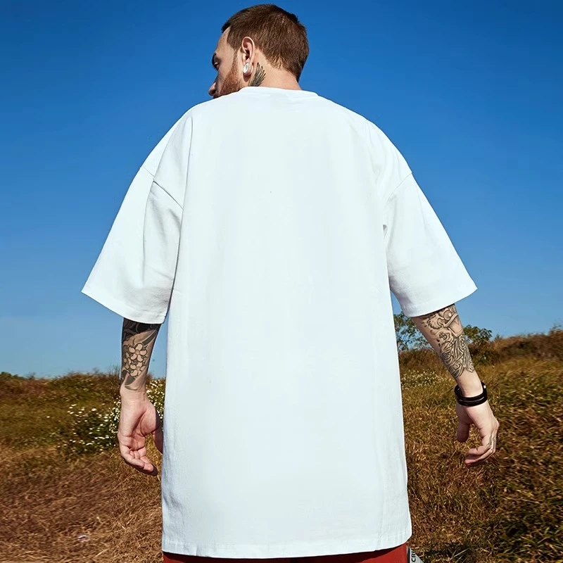 220g重磅大码纯棉质感圆领短袖男宽松百搭纯色打底衫男士半袖体恤