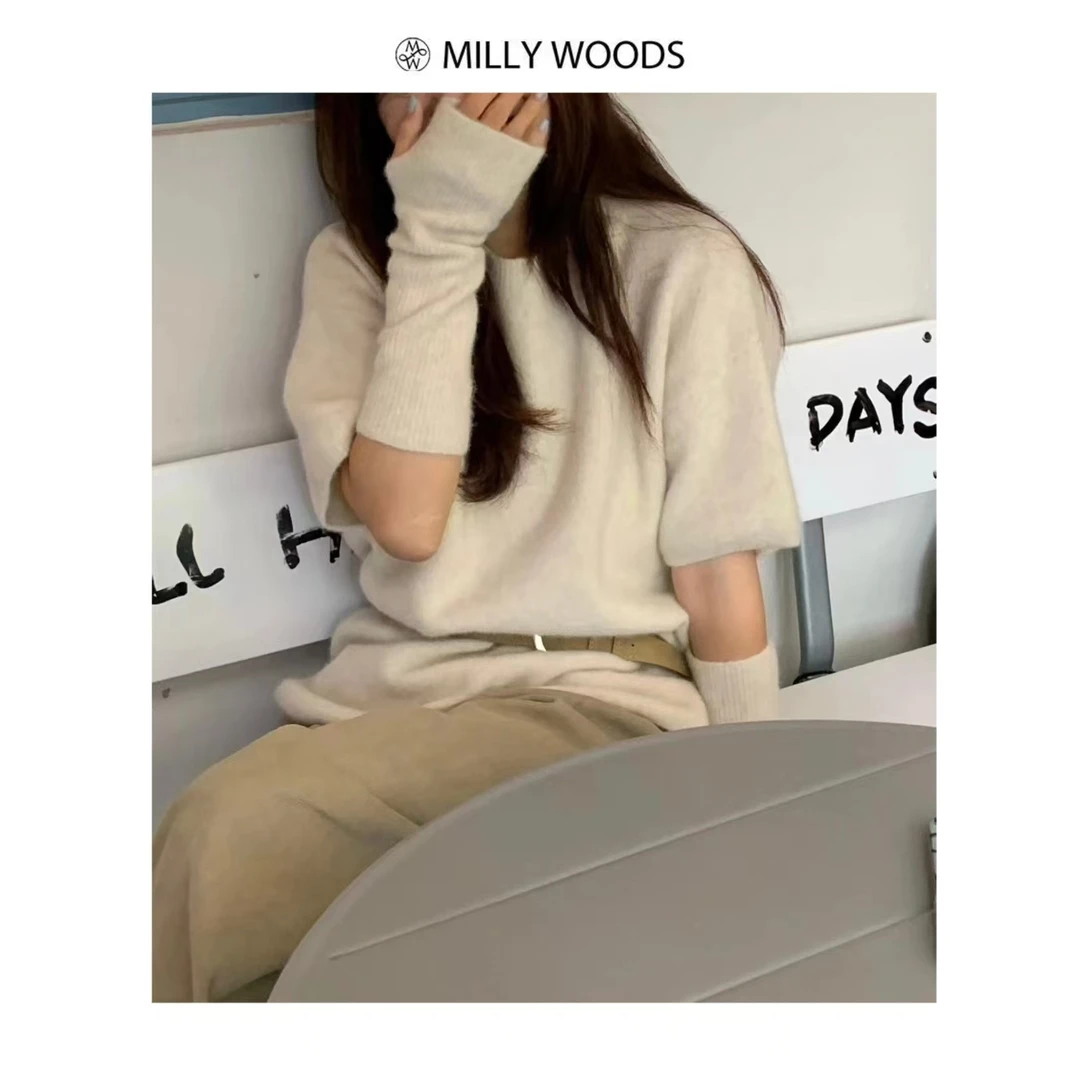 【MW】秋季新款韩系可拆卸带袖套泡泡袖毛衣女小众设计感针织衫上衣