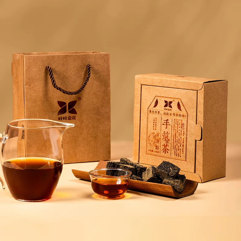 手筑茯茶陕西特产平利富硒茯茶免撬金花茯砖茶黑茶原产地金花茯茶