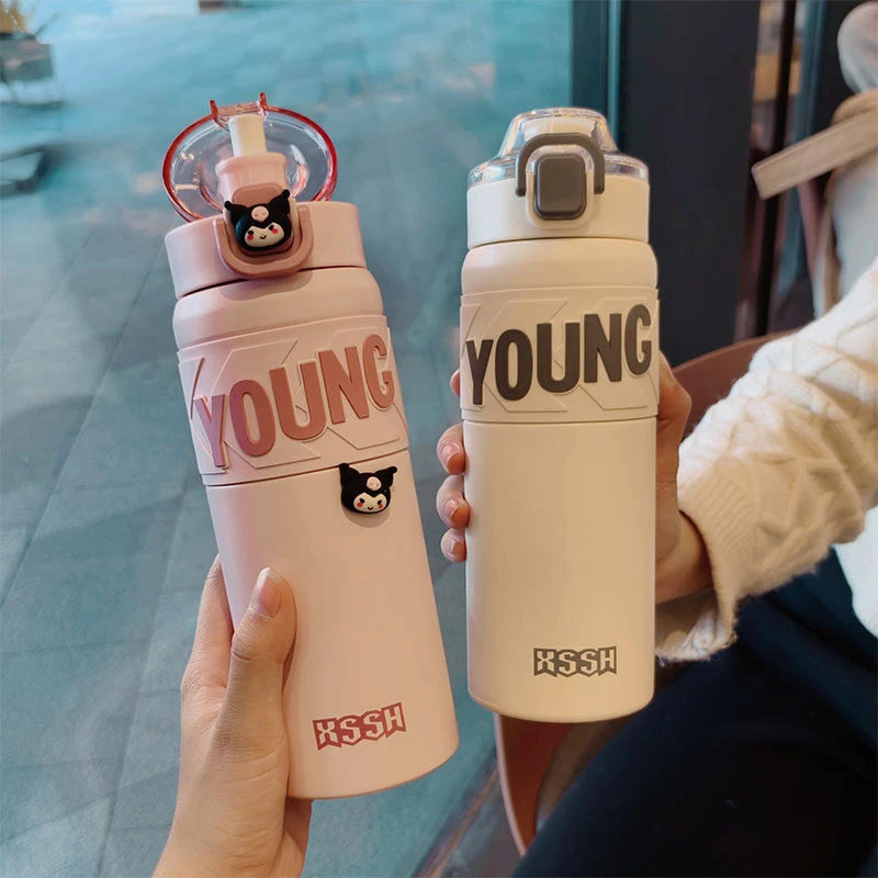 316不锈钢简约水杯ins风保温杯高颜值便携吸管杯男女生户外随手杯