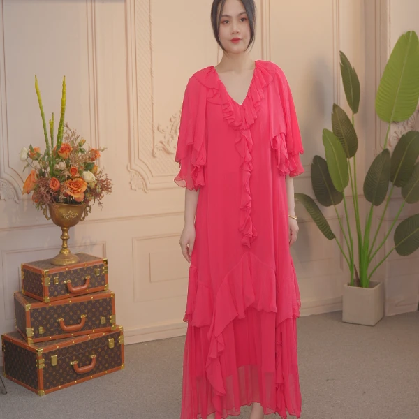 了然红标缕缕2024年春夏款新款独立设计师款式气质连衣裙女装连