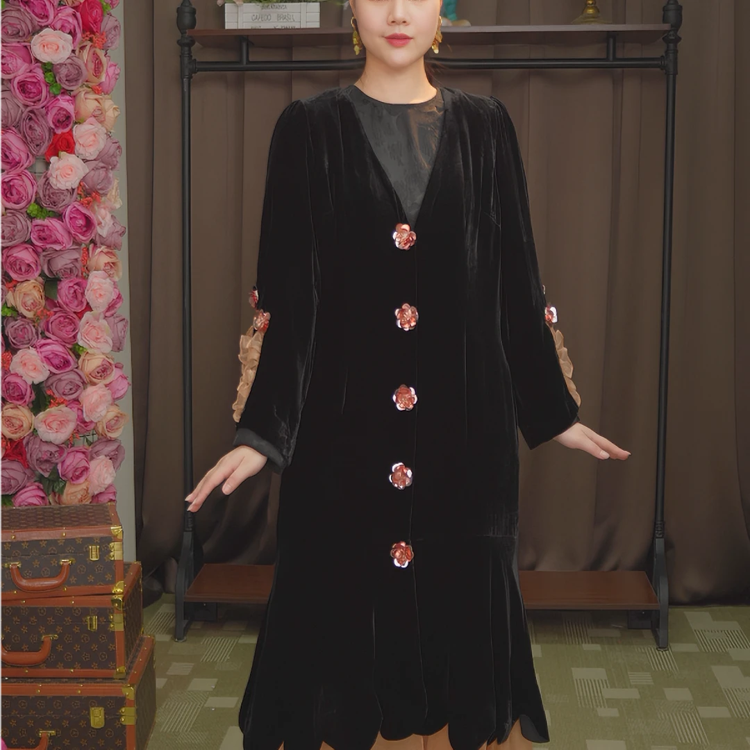 了然红标情怀秋冬款新款连衣裙宽松独立设计师款式气质连衣拼接