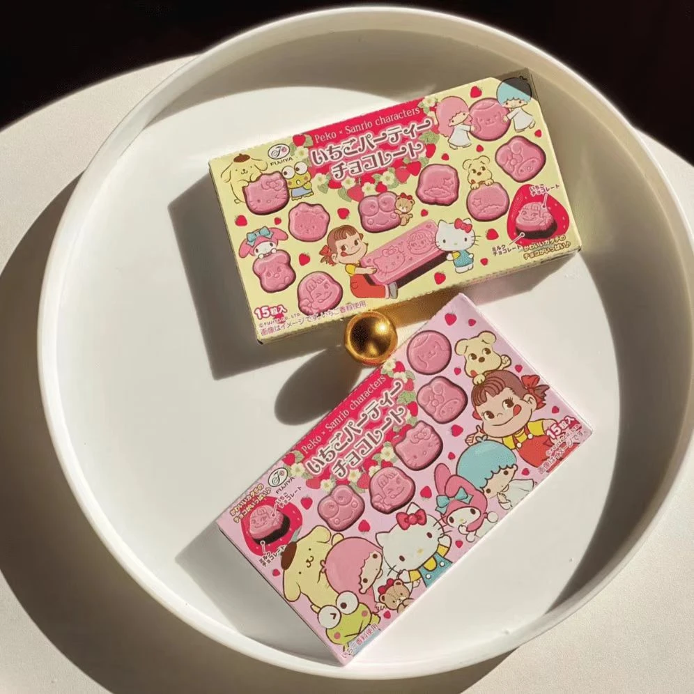 不二家日本进口三丽鸥hello kitty凯蒂猫牛奶妹草莓夹心巧克力