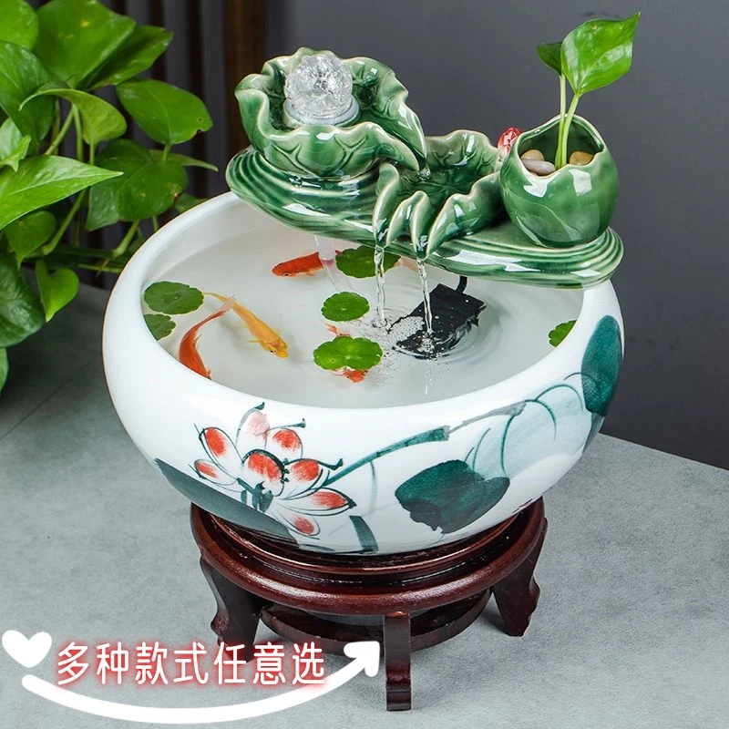景德镇陶瓷制鱼缸养金鱼缸睡莲盆荷花缸碗莲缸乌龟水缸盆客厅摆件