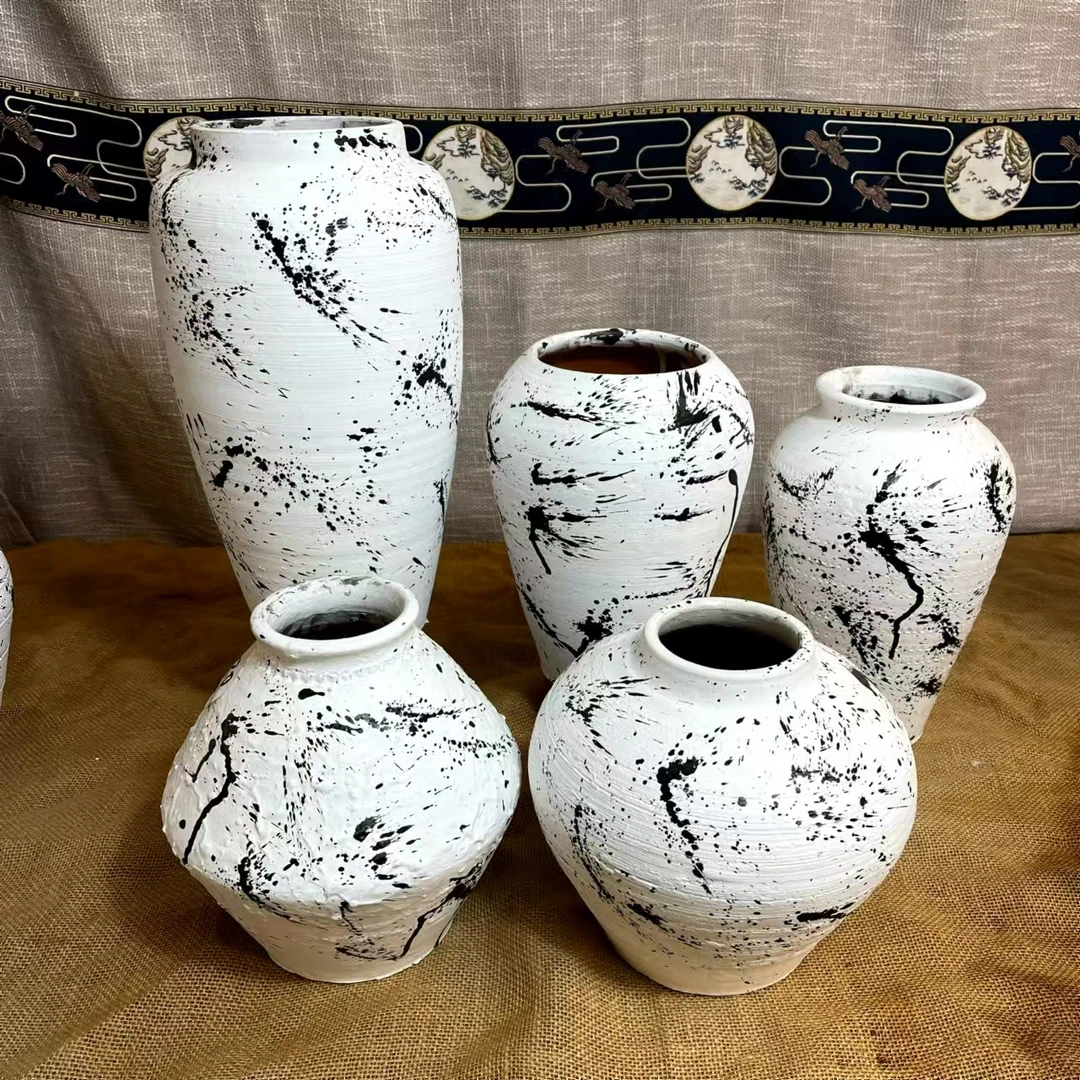 景德镇陶瓷花器陶瓷花盆清仓花盆客厅复古侘寂风大号粗陶花瓶摆件