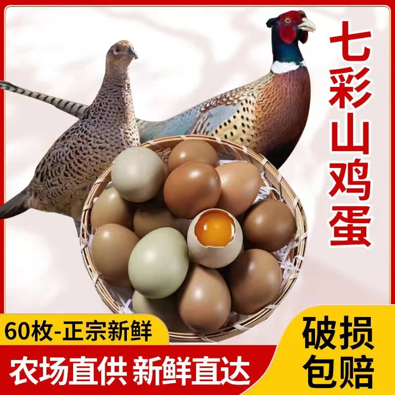 【60枚更划算】新鲜现捡七彩山鸡蛋  保证新鲜