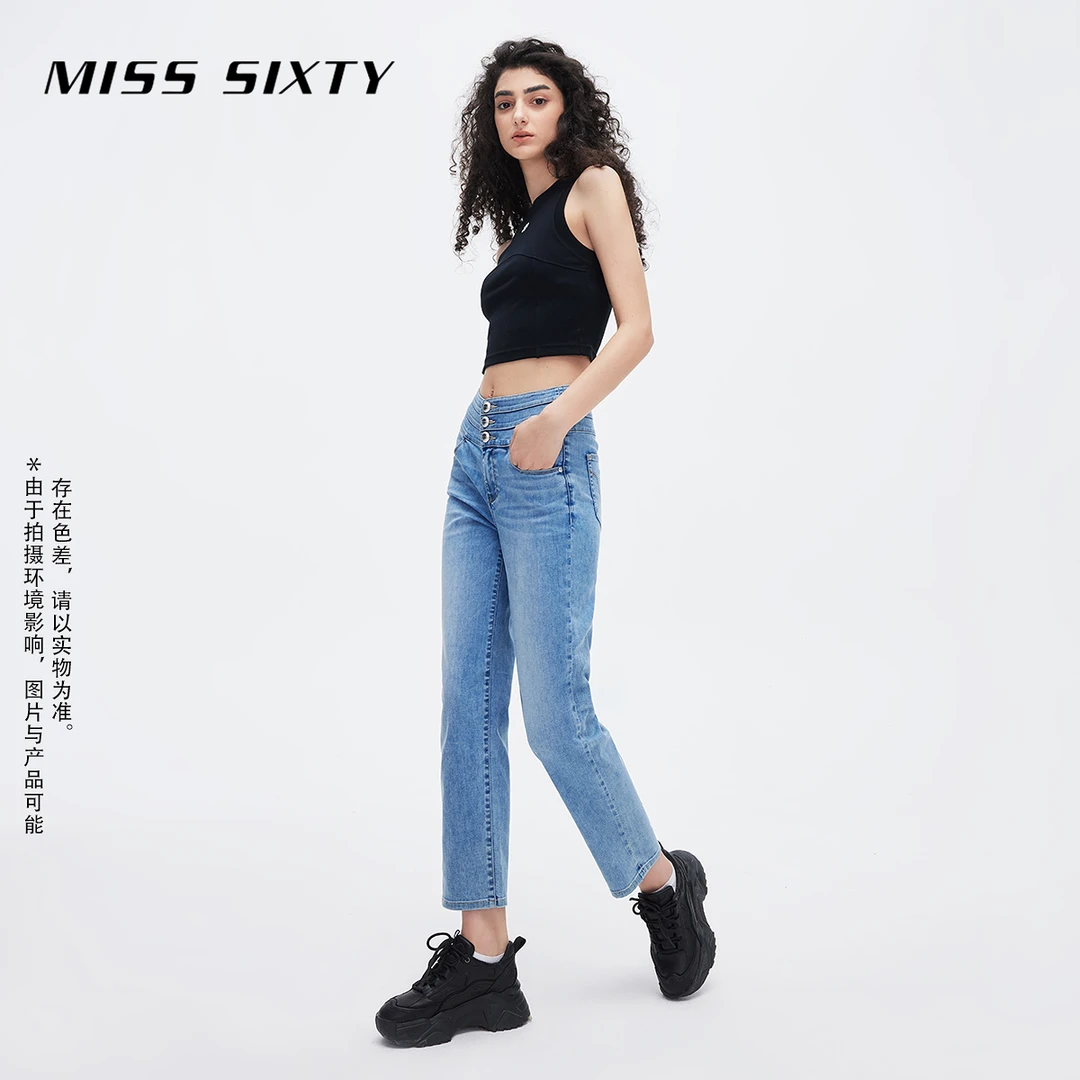 MissSixty春季新款天丝牛仔裤女三环高腰显瘦直筒裤尤莱特
