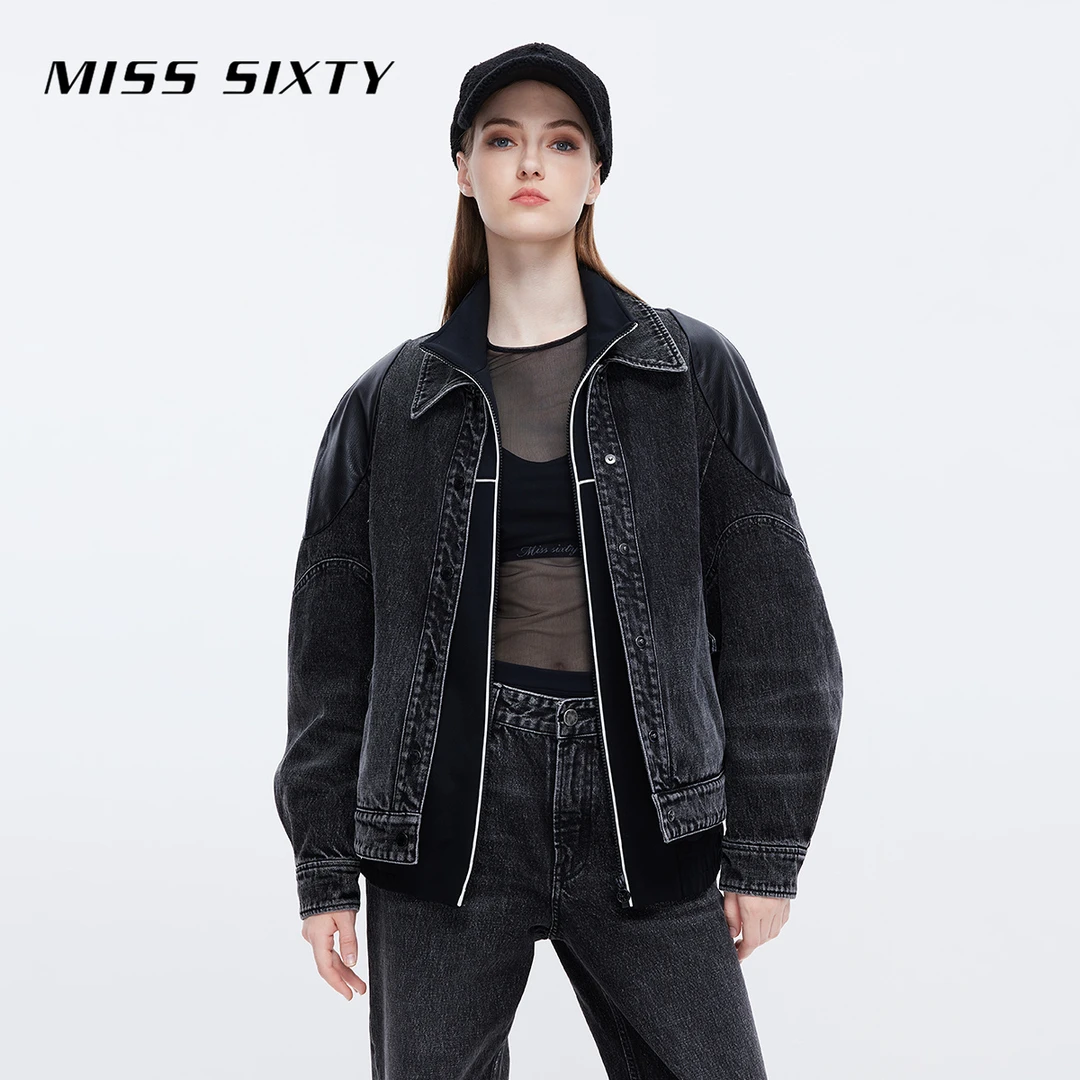 【赵老板专属】Miss Sixty新款牛仔外套拼接皮革设计感新年3657