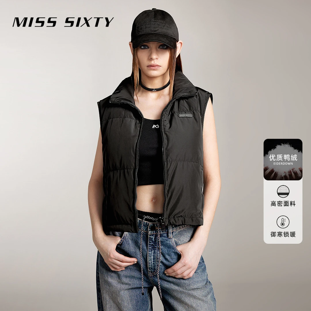Miss Sixty羽绒背心女立领拉链轻薄短款马甲时尚通勤