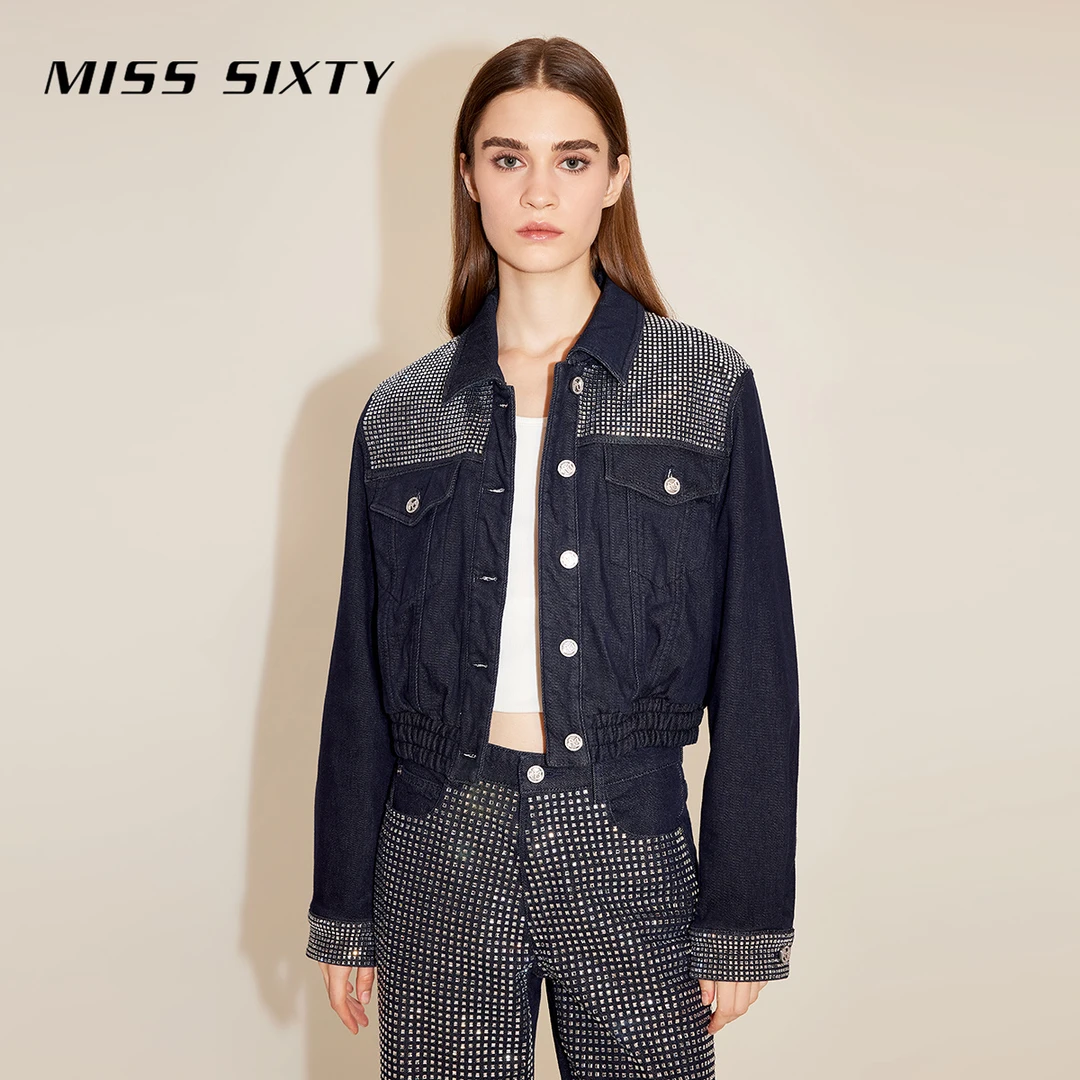 Miss Sixty新款夹棉磨毛牛仔外套女复古重工短款citywarm