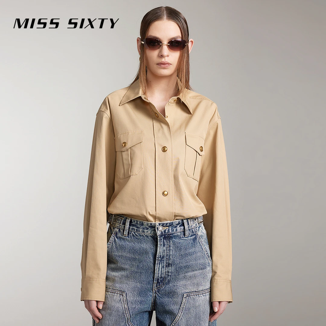 【陈大可专属】Miss Sixty上衣复古工装风简约纯色衬衫外套6093
