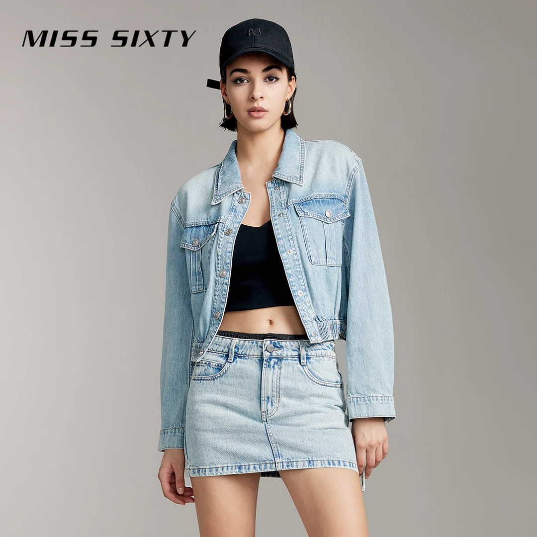 MissSixty春季新款长袖牛仔衬衫女复古工装风尤莱特小众休闲