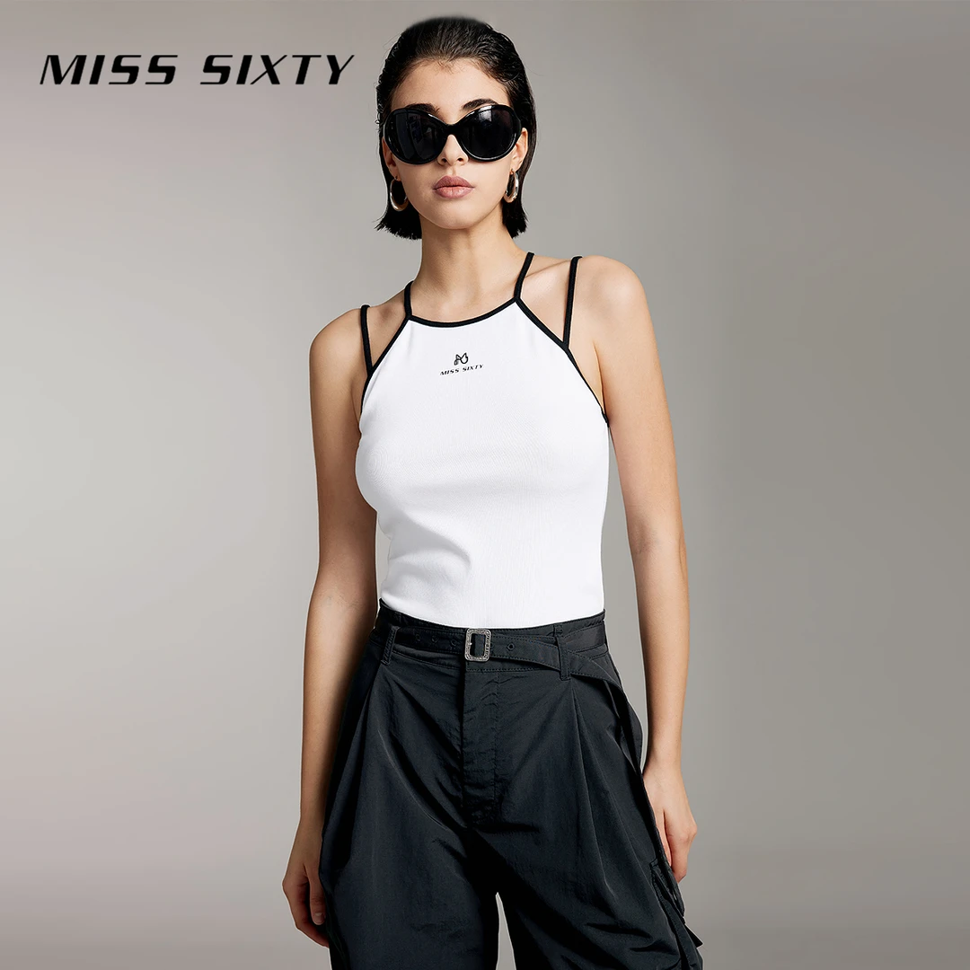 【达人专属】MissSixty夏季新款针织吊带背心撞色印花0546