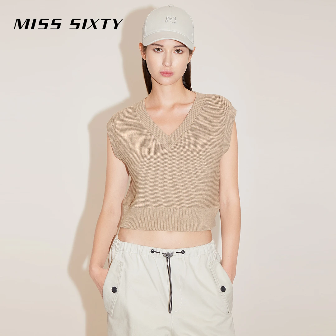 【陈大可专属】Miss Sixty春季新款毛织背心V领知性高级感叠5664