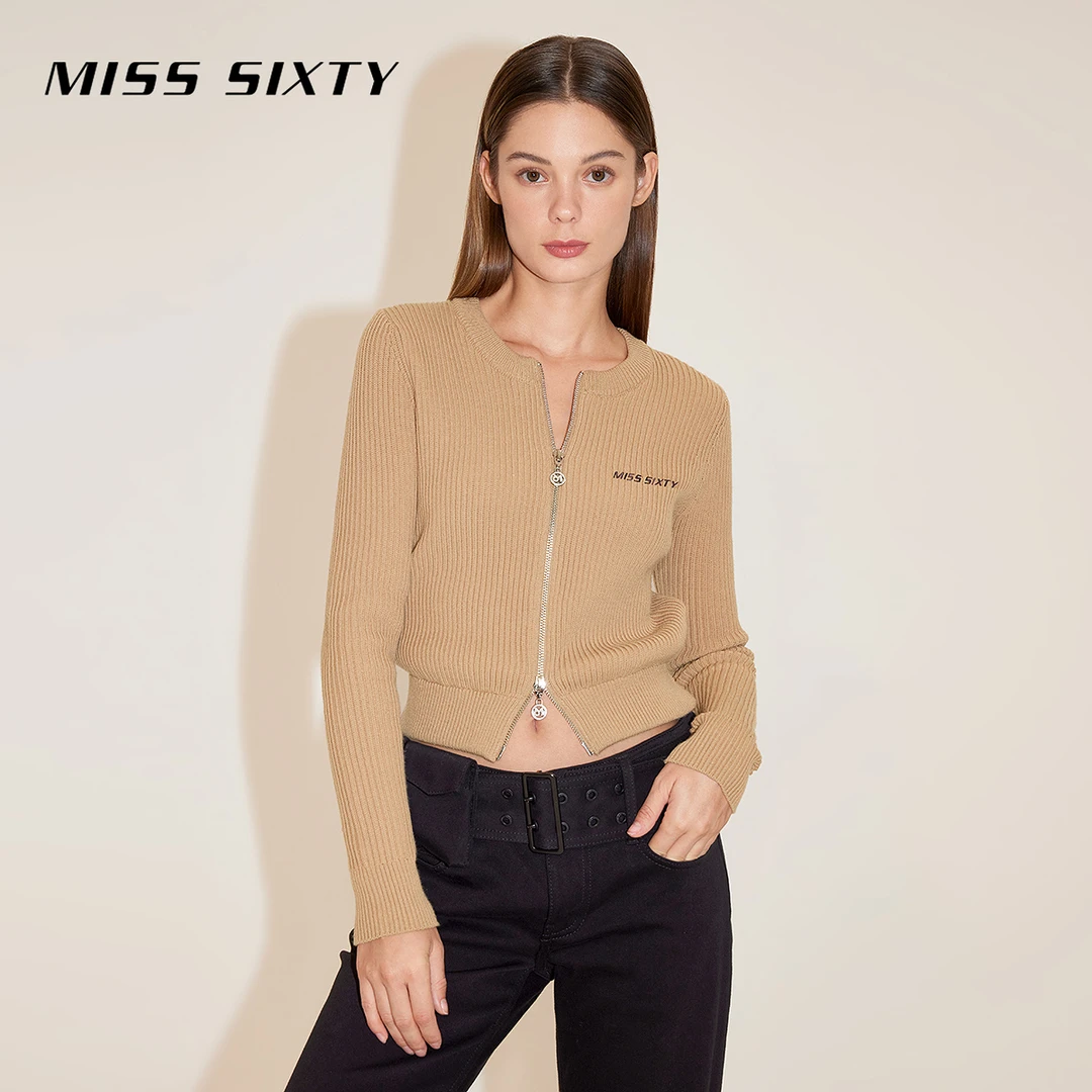 【赵老板专属】Miss Sixty春季新款毛织外套双头拉链简约开衫8256