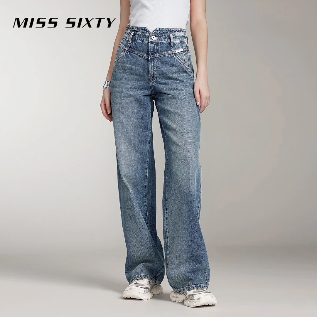 Miss Sixty牛仔裤女小v腰美式复古直筒百搭休闲潮酷