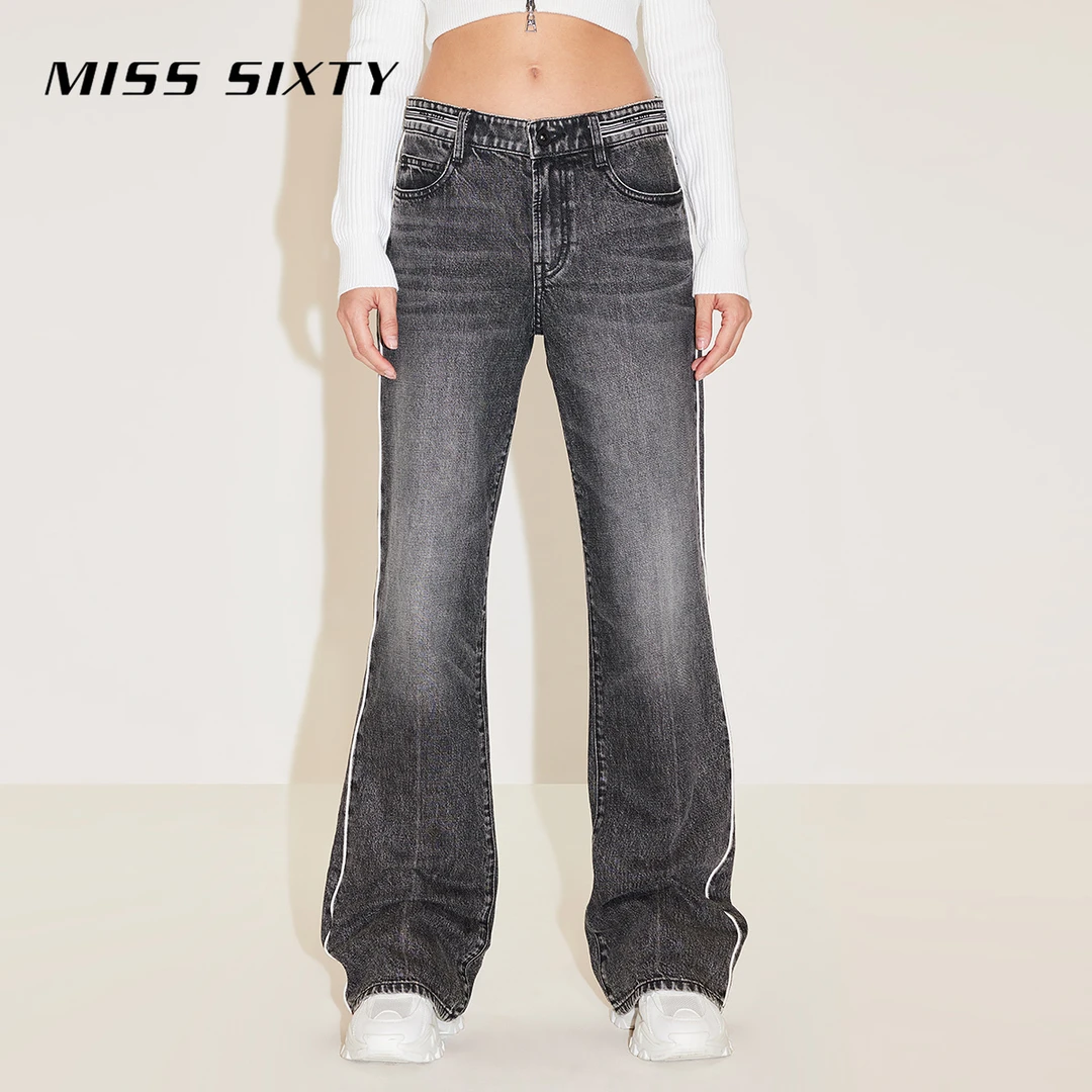 【赵老板专属】Miss Sixty新款牛仔裤可拆金属腰牌微喇裤2000