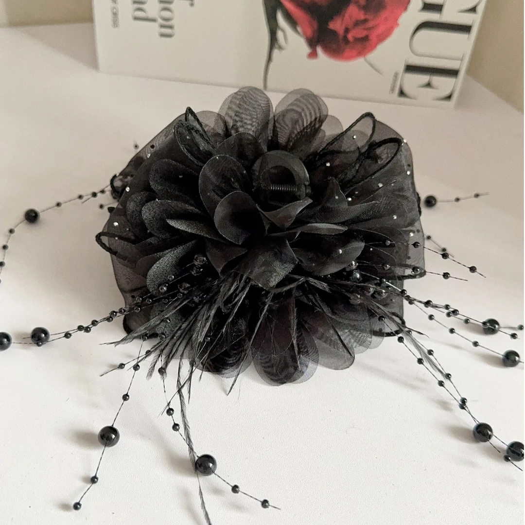 新品满天星气质百搭时尚牡丹花抓夹A133