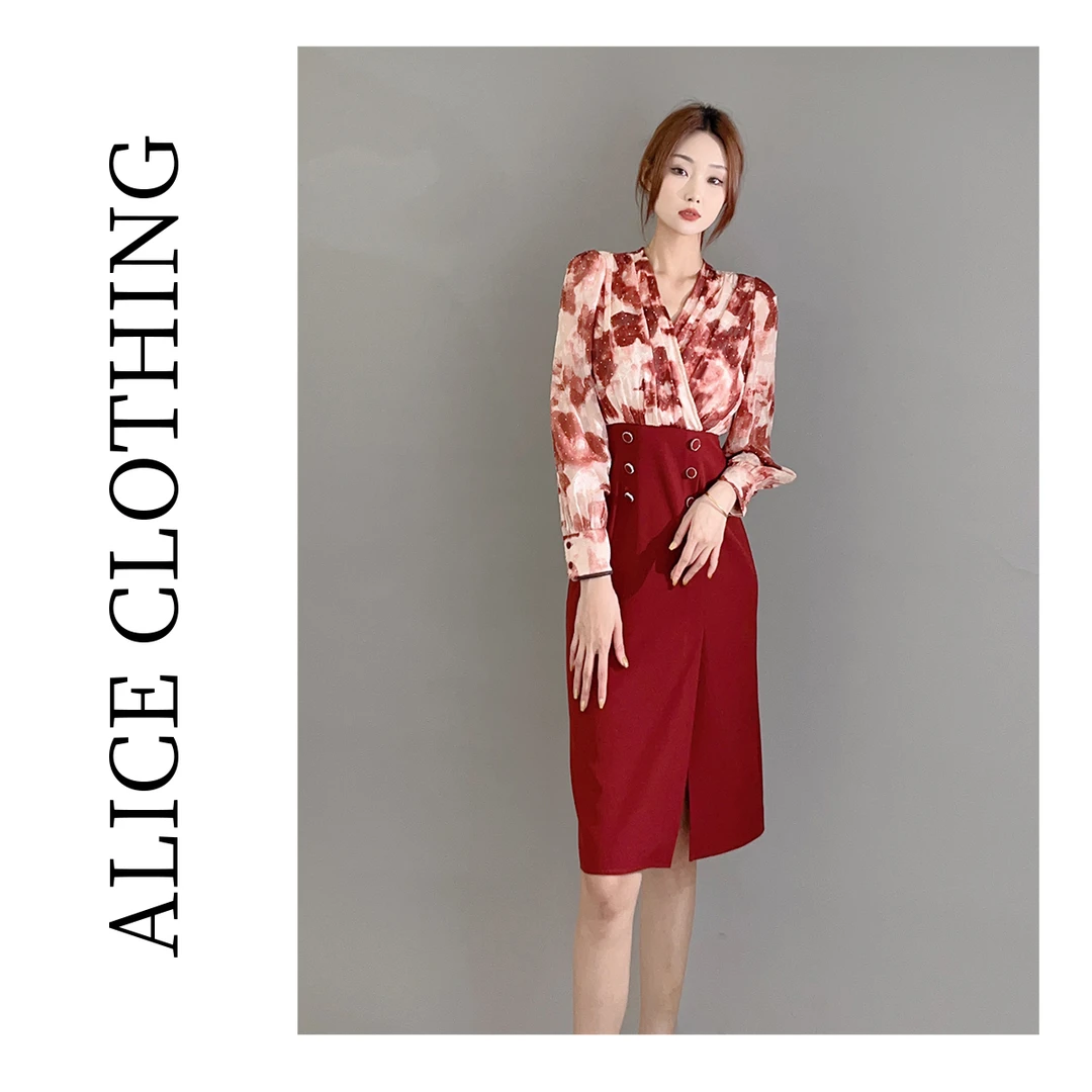 3【ALICE “雾里看花”通勤连衣裙】剪花工艺 时髦拼接 H2136928W