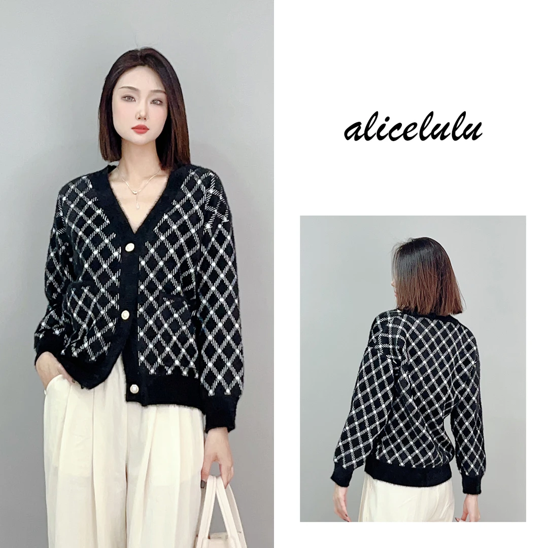 4 ALICE “一网情深”短外套 优雅网格 时髦拼色 S1034758U