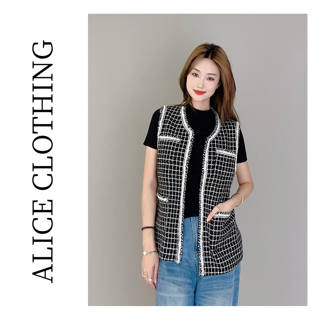 1【ALICE “香香女士”小香马甲】经典黑白 优雅叠穿 S2134209A