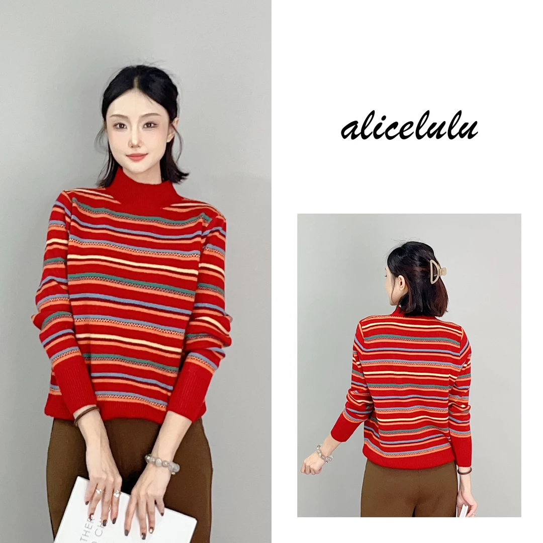 5 ALICE “彩虹糖”毛衣 缤纷拼色 优雅条纹 S1034591U