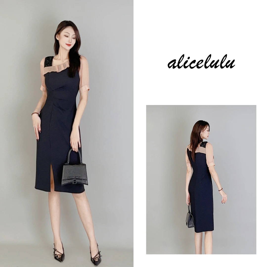 5 ALICE “梦中情裙”连衣裙 显瘦褶皱 璀璨拼接 S2138333W