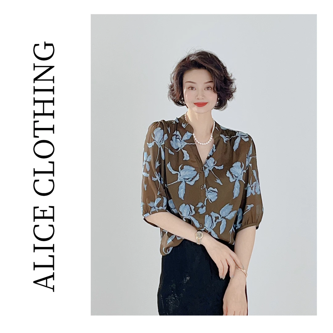 5【ALICE “柔姿花影”桑蚕丝上衣】丝滑柔顺 优雅系带 280043T