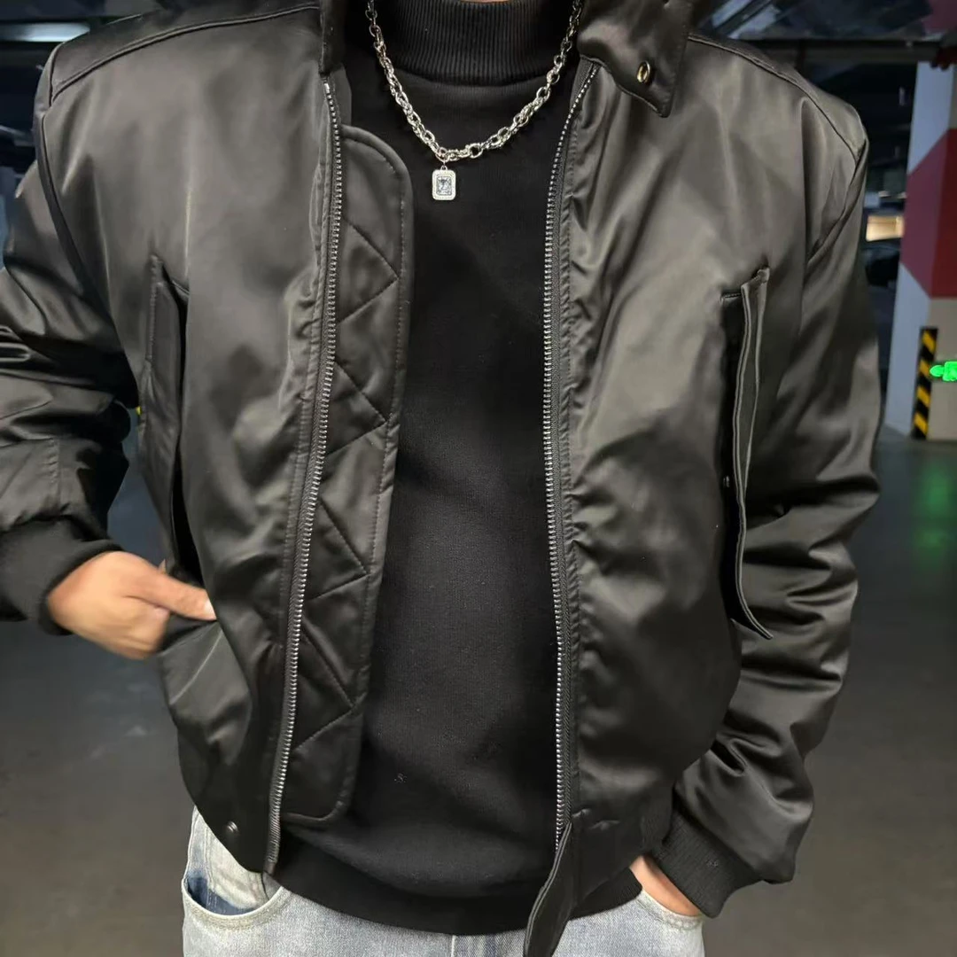 冬季潮牌超短款机车加厚棉服男士保暖飞行夹克痞帅演出服垫肩棉衣