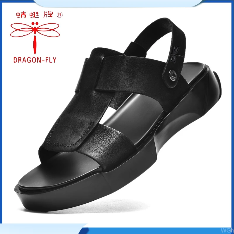 蜻蜓牌高档男夏季透气凉鞋2024新款休闲沙滩鞋男士百搭拖鞋洞洞鞋