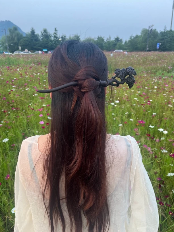 原创设计手工雕刻【葡萄】优雅气质发簪