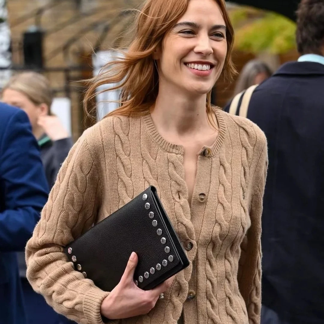 【炸街款经典拉夫绞花毛衣棉开衫】老钱风