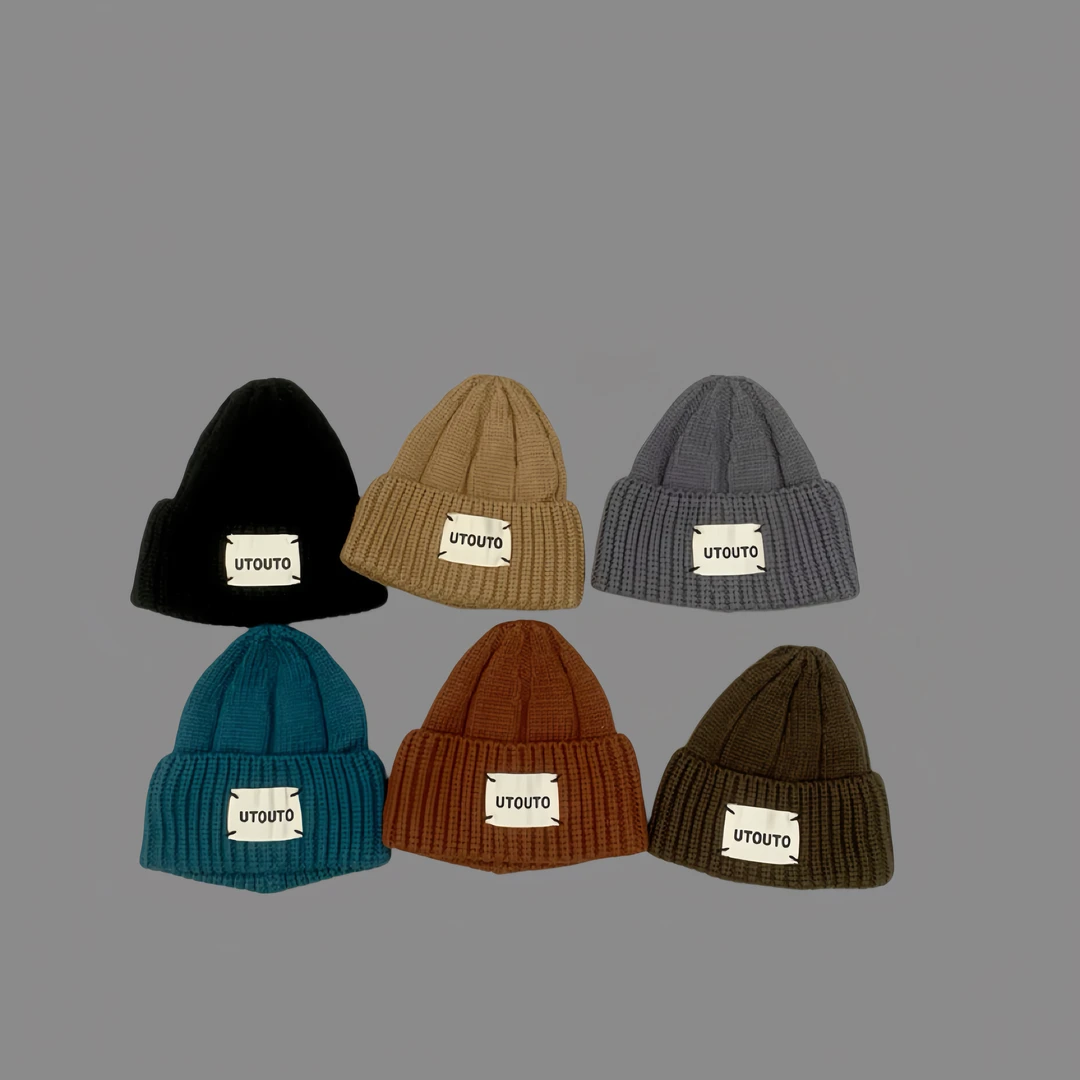 儿童帽子秋冬韩版男童洋气字母针织毛线帽女童保暖休闲套头冬季潮