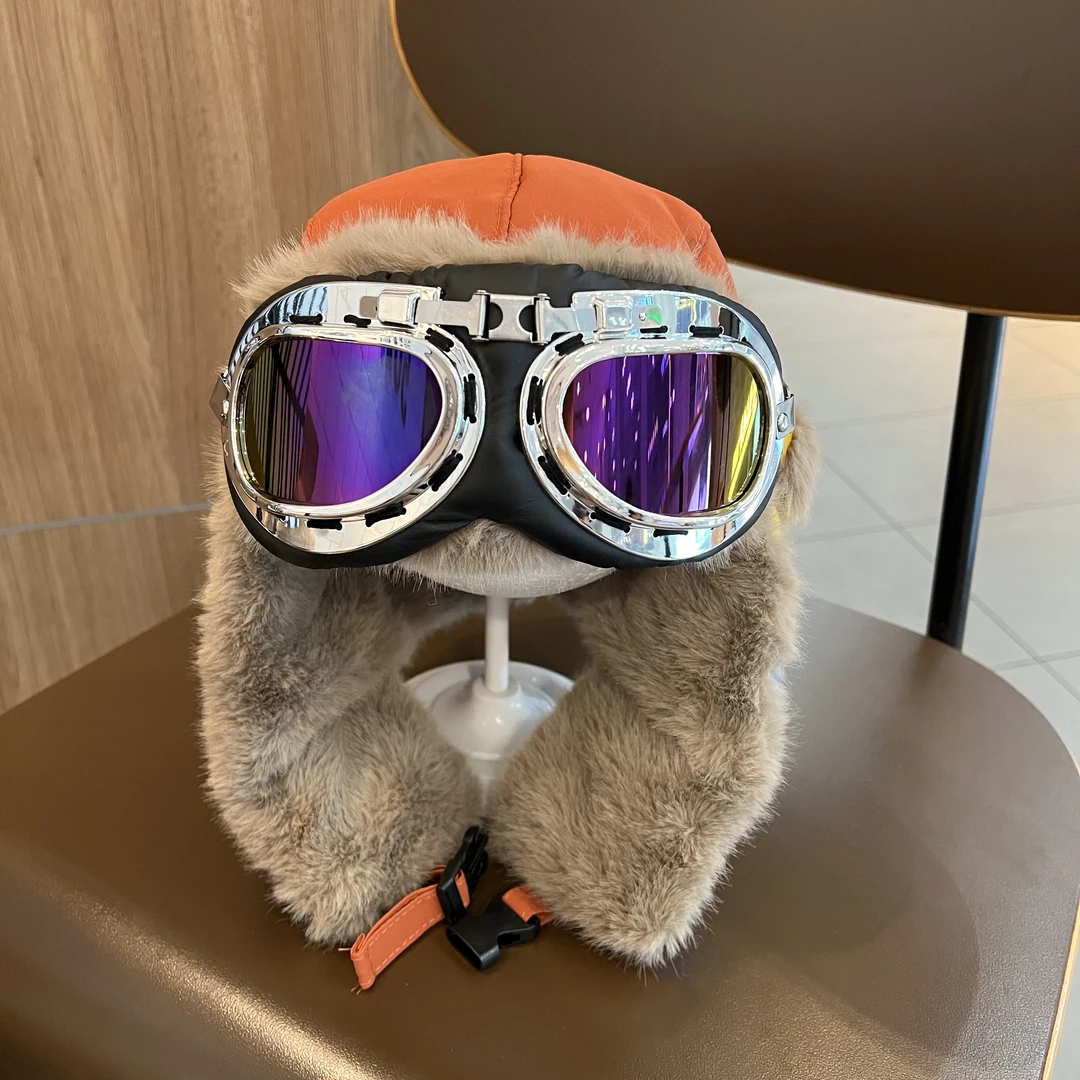 【抗寒零下】儿童雷锋帽冬季男女孩护耳飞行帽宝宝滑雪眼镜防寒保暖