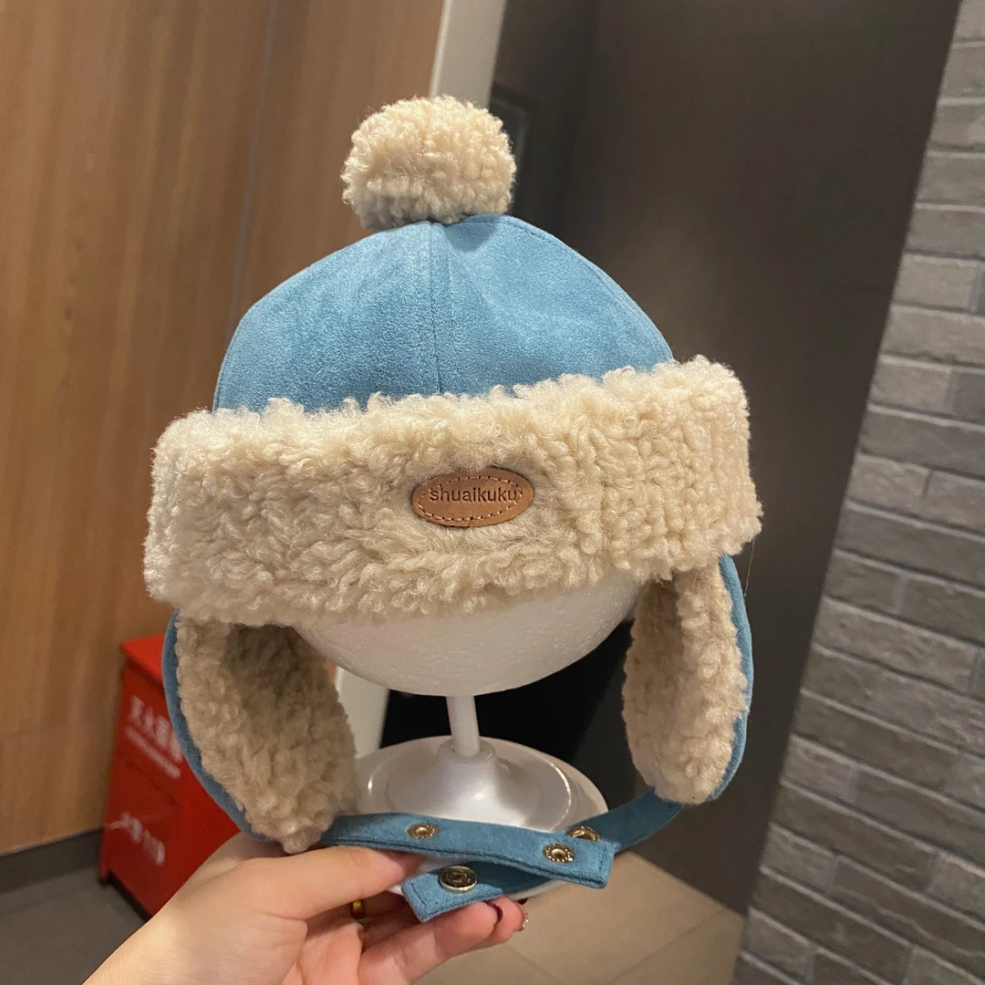 ins韩版宝宝帽子秋冬季加绒可爱超萌男女童保暖加厚护耳帽地主帽