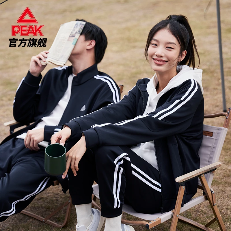 匹克情侣运动服休闲长袖秋冬季保暖时尚宽松开衫外套装-FR1224051